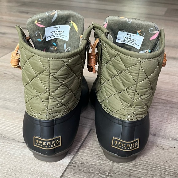 Size 5 Sperry Top-Sider Salt Water Rubber Boot Waterproof Brown/Olive STS93692 - Picture 6 of 10